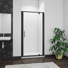 Black Pivot Shower Doors Single Glass Enclosure Bathroom 700,760,800,900,1000 mm