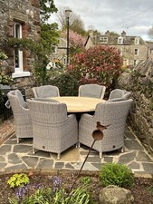 EX-DISPLAY 4SO 4 SEASONS OUTDOOR 6 SEATER GARDEN RATTAN TEAK DINING SET