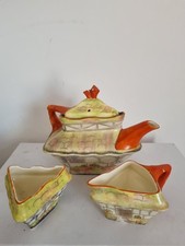 Crown Ducal 1930s art deco old curiosity shop teapot teaset