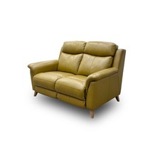 Fabb ‘Sienna’ 2 Seater Sofa Mustard Leather High Back Support Padded Armrest NEW