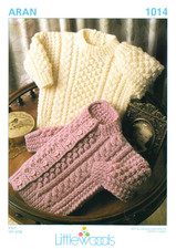 Littlewoods Aran 1014 Knitting Pattern – Baby Sweater & Cardigan – Sizes 16–22in