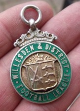 ANTIQUE STERLING SILVER & ENAMEL WEALDSTONE F.C. PREMIER DIV 1910-11 MEDAL, FOB.