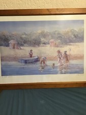 a vintage rosewoodbframedprint by judy talacko signed charm line sea sky elegenc