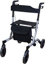 AIDAPT Deluxe Ultra Lightweight Folding 4 Wheeled Rollator Colour Grey VP183GREY