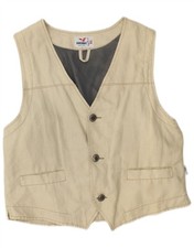 VINTAGE Mens Waistcoat XL Beige Cotton DR05