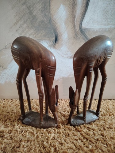 Pair wooden hand carved - wooden,