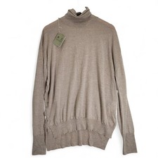 John Smedley Jumper Medium/Large Beige Merino Wool Polo Neck Unisex - Preloved