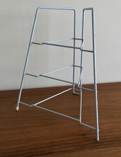 Vintage Plastic Coated Wire Plate Rack Corner Stand Storage 3 Tier Retro Blue