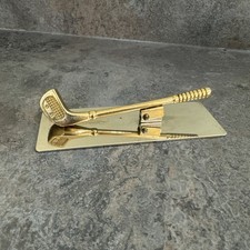Vintage Brass Golf Club Note Holder / Desk Organizer / Paper Clip / Paper Weight