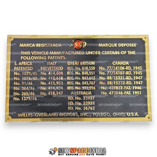 Engine brass data number plate - engine,