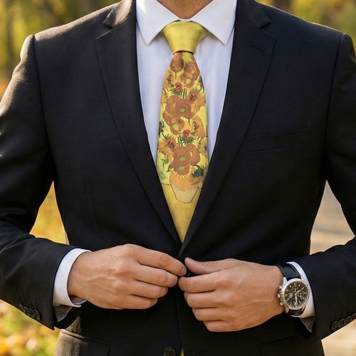 Van gogh sunflowers slim - sunflowers, tie