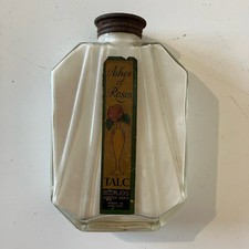 Antique Edwardian Bourjois Ashes Of Roses Perfume Talc Bottle Vintage Rare