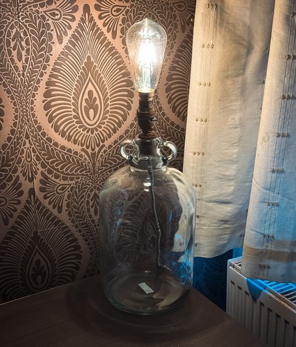 Large glass demi john table - large,