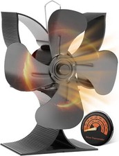 MIATON 4LB Eco-Friendly Log Burner Stove Fan with 4 Blades & Thermometer