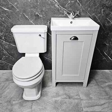 Derby Traditional Light Grey Vanity Unit Carlton Toilet Set Cloakroom Suite