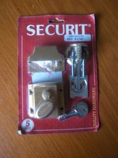 Brass Finish Door Lock Night Latch Rim Type Cylinder Security Latch 3 Keys