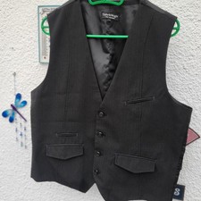 Mens Taylor&Wright Waistcoat. Size L Black with Very Fine Stripe. VGC