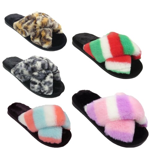 Womens fur sliders fluffy - womens,