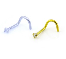 Swarovski Crystal Nose Stud Prong Set - Clear (U-Bend) SILVER OR GOLD