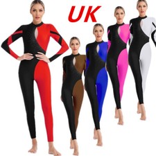 UK Women Gymnastics Leotards Long Sleeve Figure Skating Ballet Leotard Jumpsuits