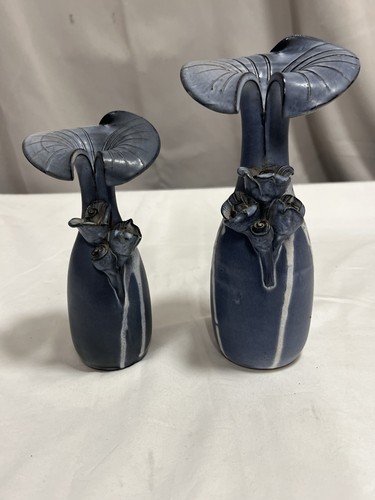 Pair red ware pottery vase - red,