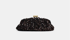 Zara Sequin Clutch Bag Brown