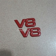 2x Red V8 Small Glossy Metal
