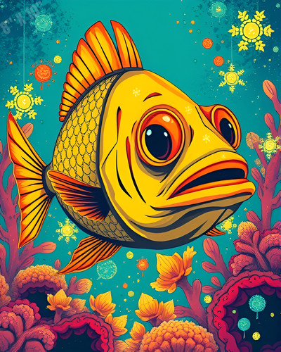 Oscar fish pop art - art, print