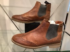 Superdry Boot Co Men’s Brown/ Tan Distressed Leather Slip On Boots Size 12 UK