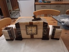 Art Deco Mantle Clock Black &