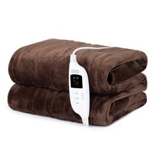 LIVIVO Heated Electric Over Blanket Chocolate Fleece Throw 160x130cm Warmer