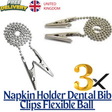 Flexible Napkin Bib Holder Necklace with Ball Chain & Crocodile Clips - Handmade