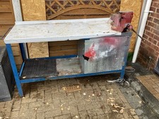 Blue Metal Work Bench Tool Storage Cabinet + Vice 5ft X 2ft