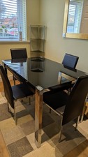 Black Glass Dining Table and 4