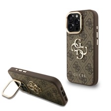 Genuine Guess 4G Metal Logo Stand Impact Protection Case for iPhone 16 Pro Max