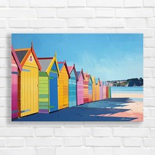 Vibrant beach huts canvas - vibrant,