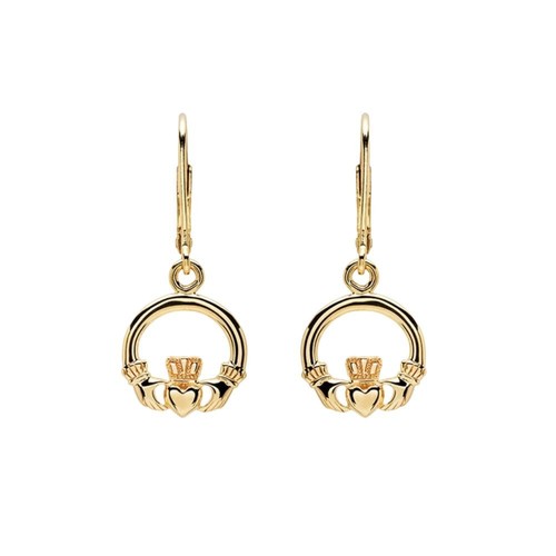 14k gold vermeil drop - gold, claddagh