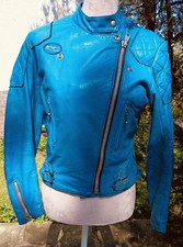 Vintage  70’s Teal  Lewis Leathers  Leather  Motorcycle Jacket Aviakit  Small 36