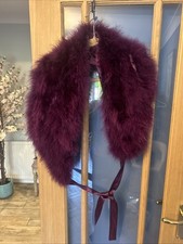 Country Casuals Feather Collar Shrug Collar Purple Ribbon Tie RRP £80