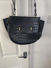 Next Black Crocodile Skin Effect Shoulder Bag