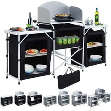 Outdoor BBQ Camping Table Kitchen Portable Folding Cook Table Stand Storage Unit