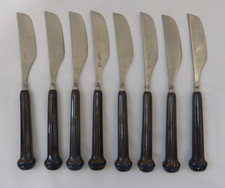Denby Regency Dinner Knives Blue/Brown Ceramic Handles Set of 8 23 cm (Mar)