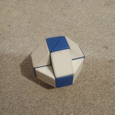 Original Vintage 80s  Rubik's Snake Blue and White
