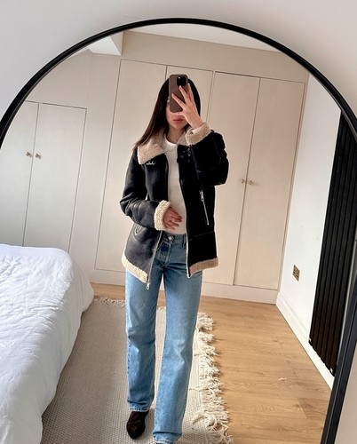 Aviator jacket faux sheepskin - aviator,
