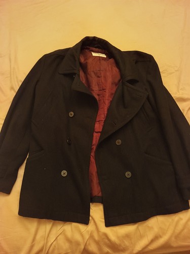Men wool blend pea coat - blend,