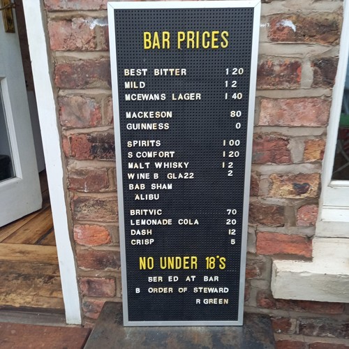 Vintage original bar prices - vintage,