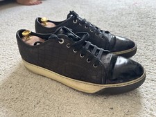 Lanvin Crocodile-Effect Low Top Sneakers in Grey Leather Size 11 UK