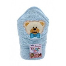 COTTON SNUGGLE BABY TOWEL WITH HOOD BLUE BATH BATHING WRAP WARM