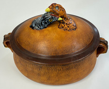 VINTAGE PILLIVUYT TUREEN CHICKEN CERAMIC TALON HANDLES GAME PIE FOOD SERVING