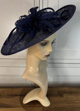 Suzanne Bettley Navy Blue Sinamay Fascinator Mother Guest Wedding Races Party